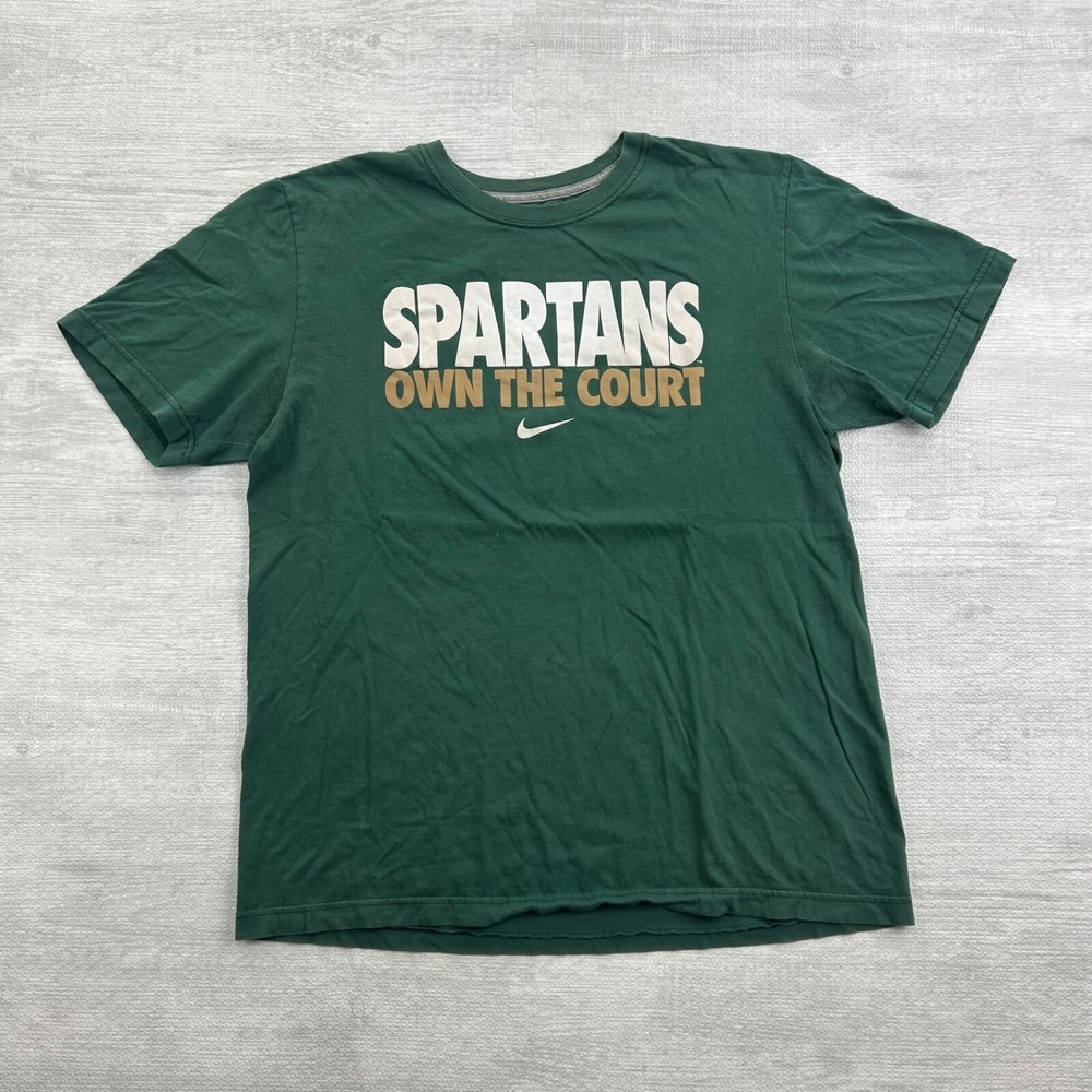 Nike Michigan State Spartans Shirt Size Large Green Center Swoosh Own The Court